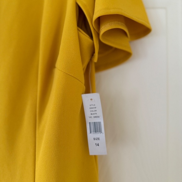 Glamour Mustard Midi Dress with Flutter Sleeves - Picture 4 of 10